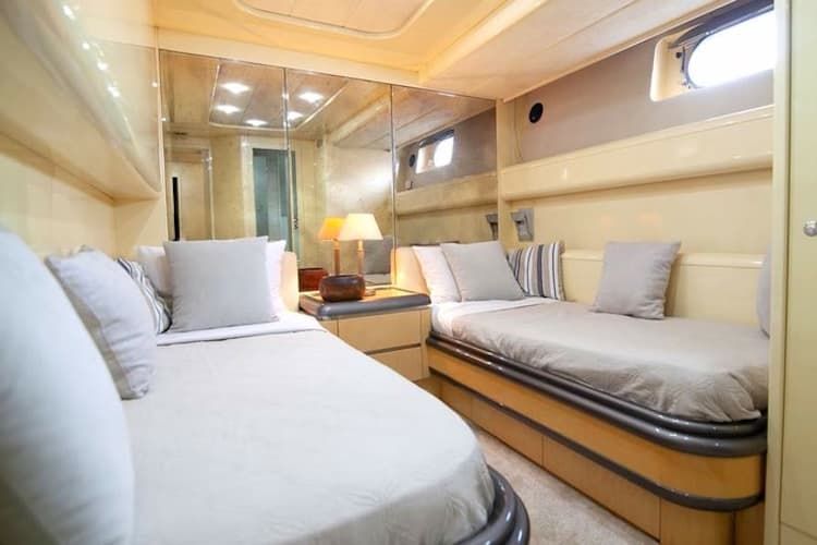 yacht accommodation, yacht bedrooms, single beds