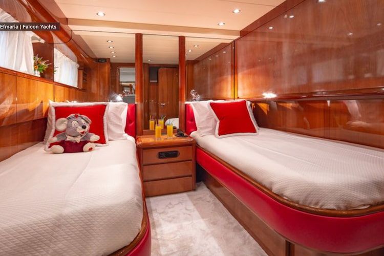 single beds, yacht bedroom, yacht vacations Athens Greece