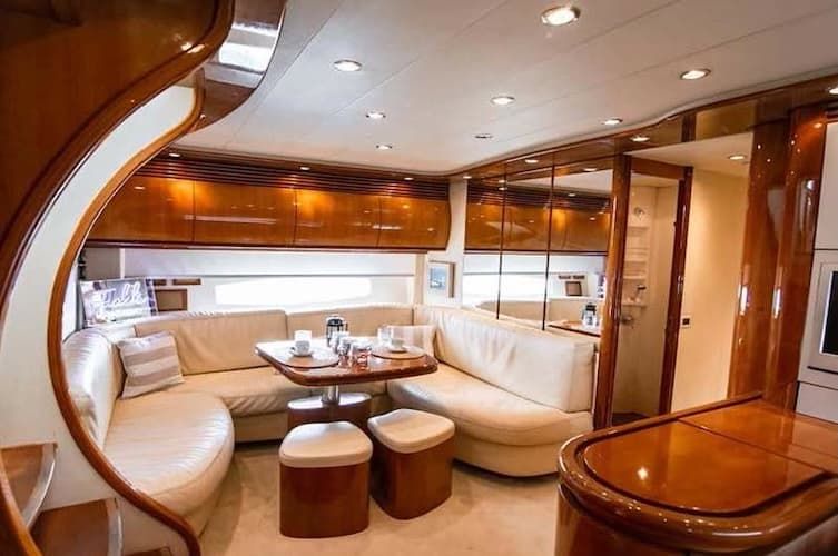 luxury yacht salon, island hopping Athens Mykonos, Greece yachting